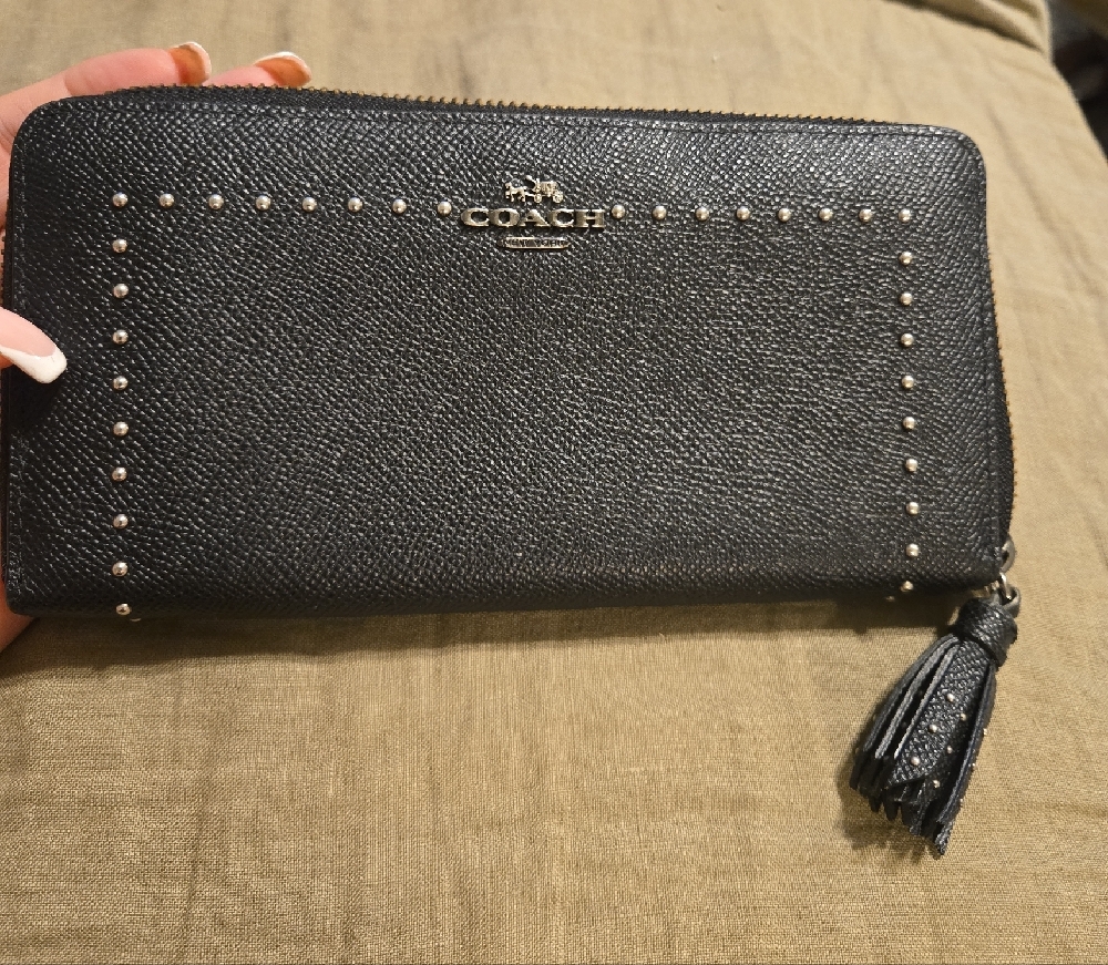 Coach Black Textured Wallet with Silver Accents - Picture 4 of 4